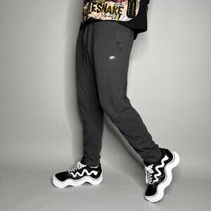 Vintage Y2K Nike Joggers Mens M Slim Fit Dark Grey White Swoosh Ankle Zippers